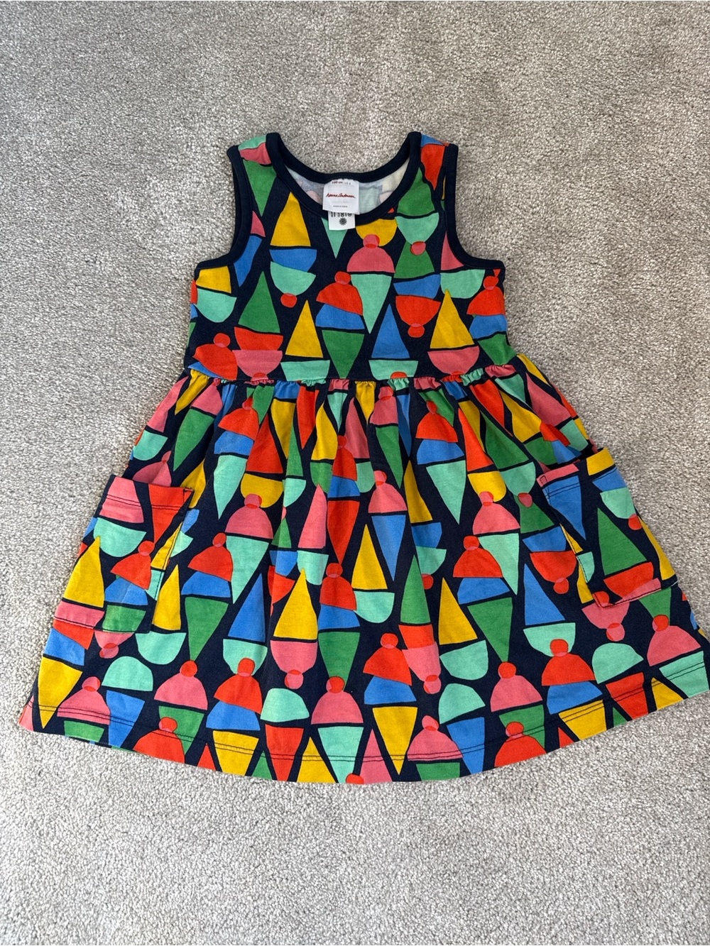 Hanna Andersson Dress Size 4 | Colorful Ice Cream Mod Geometric Pocket Dress